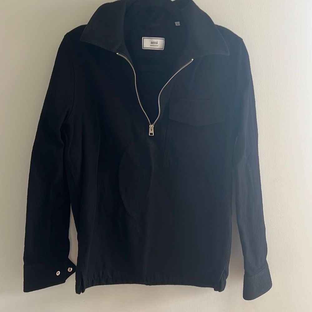 AMI Paris Ami de Coeur Black Wool Bomber Jacket Size Large Alexandre Mattiussi